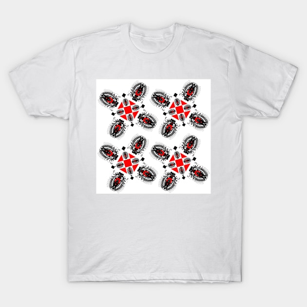 Miniatures 11 Var 4 Pattern in Black and Red T-Shirt by Heatherian